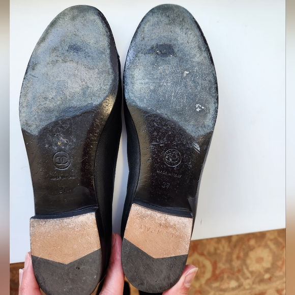 Chanel Ballet Black Flats 37 with logo - Picture 6 of 8